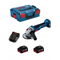 BOSCH GWS 18V-10 kampinis šilfuoklis 2x4 Ah L-boxx